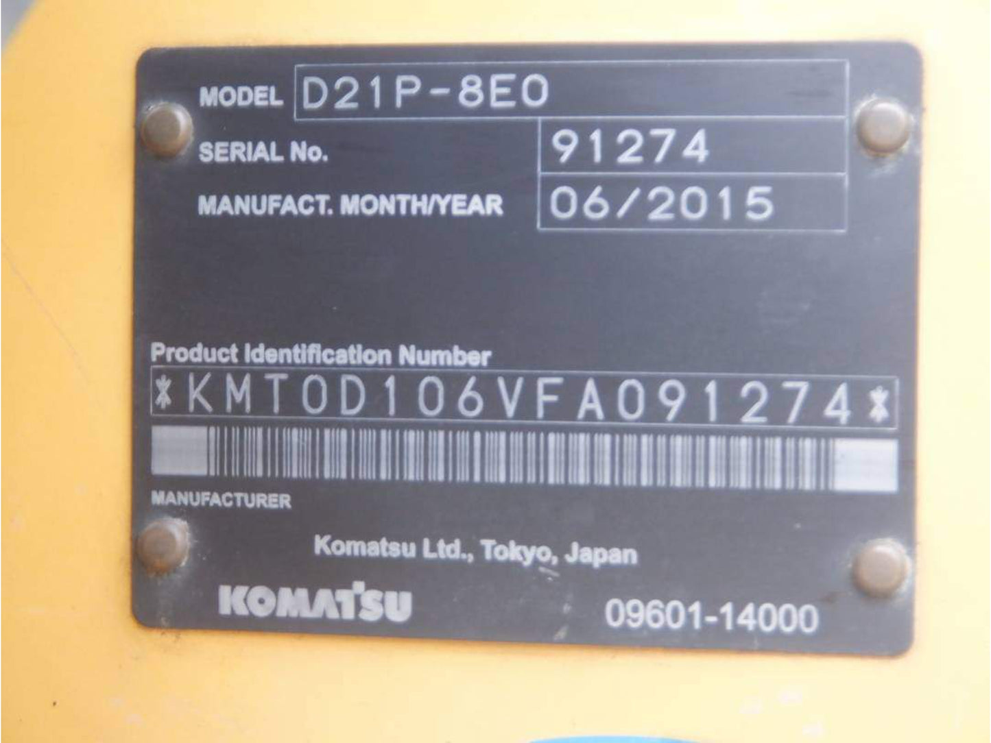 2015 Komatsu D21P-8E0 Dozer