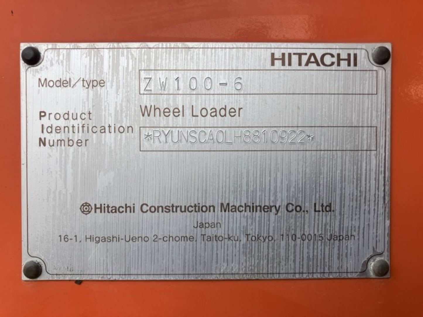 Hitachi ZW100 Wheel Loader 7 ton