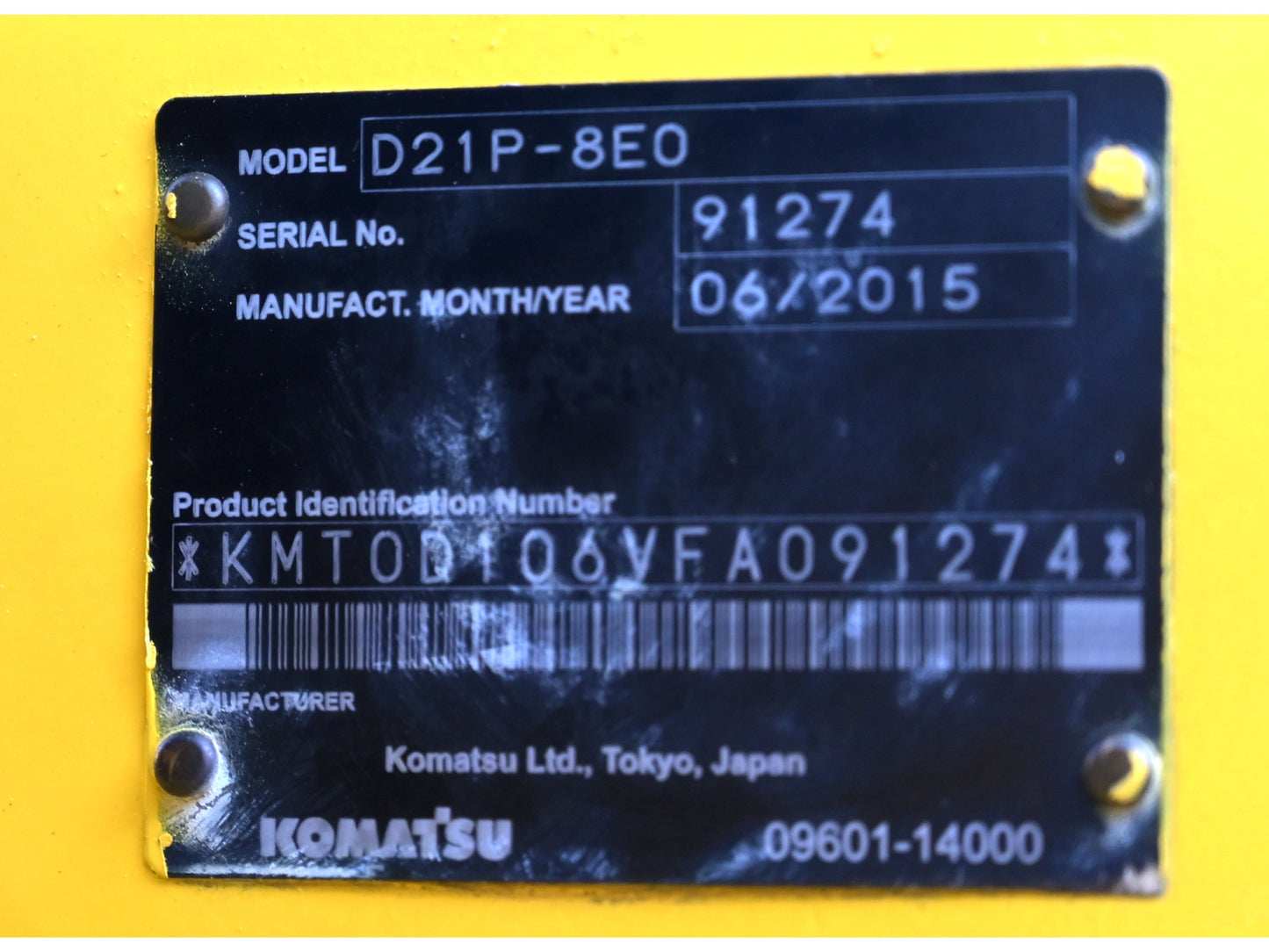 2015 Komatsu D21P-8E0 Dozer
