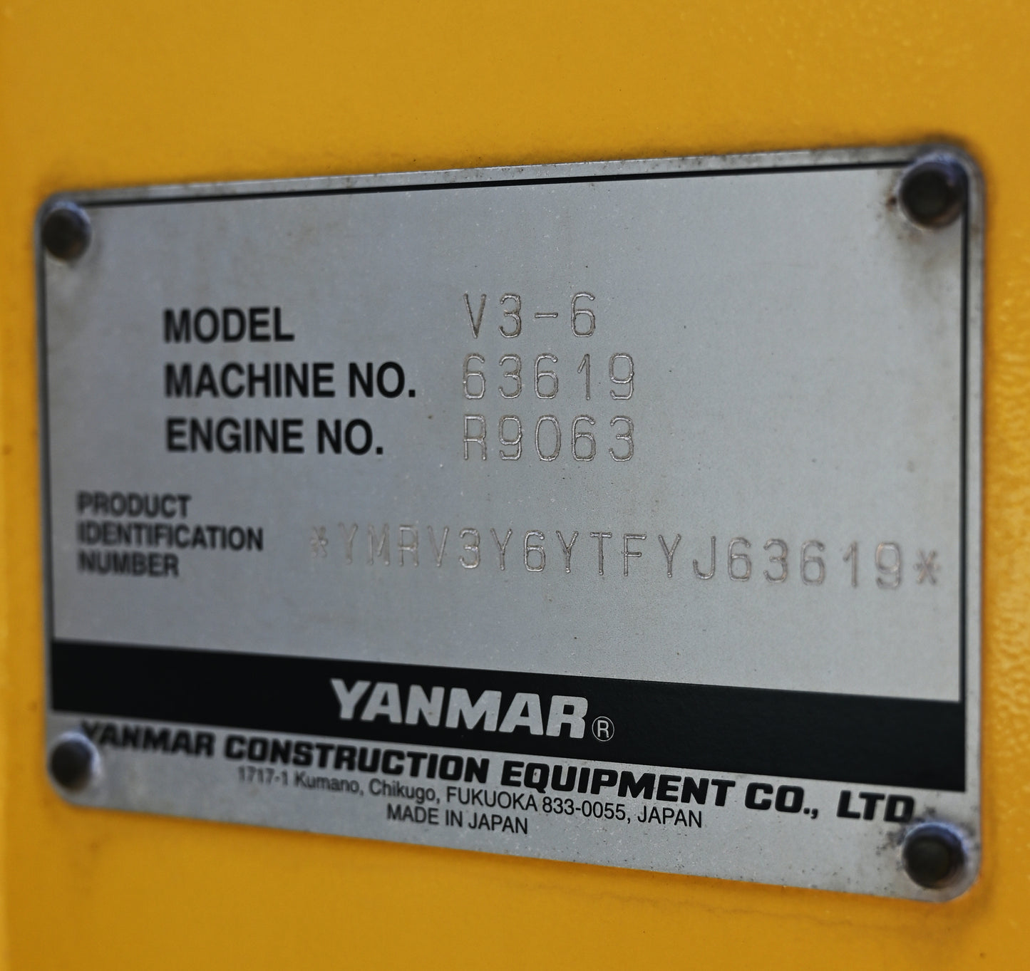 2015 Yanmar V3-6 Wheel Loader 455 Hours