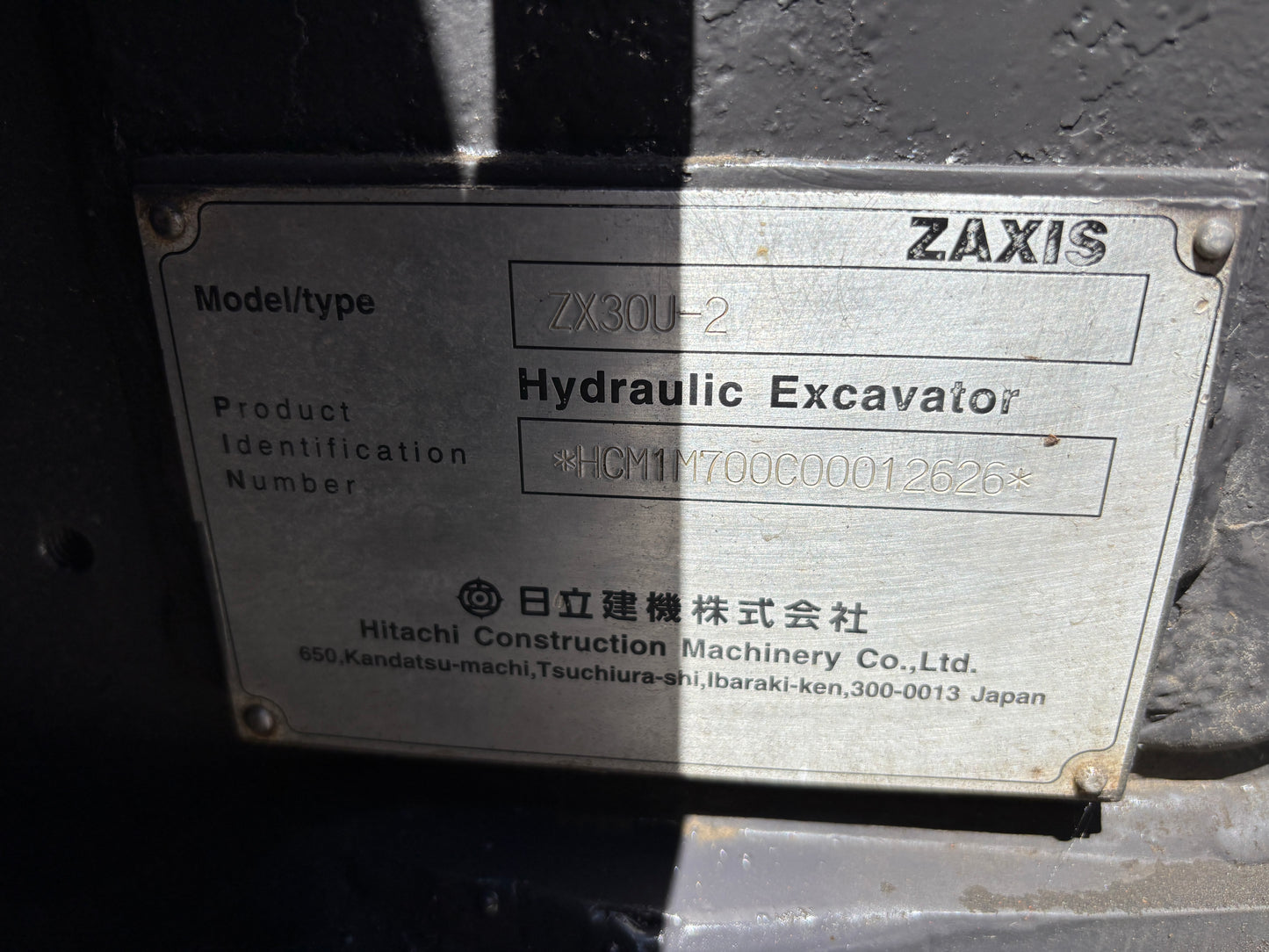 HIATCHI ZX30U-2 , 3 TON , LOW 1566 HOURS , EXCAVATOR