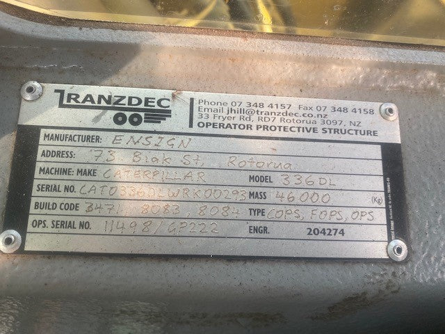 CATERPILLAR 336DL FULL FORESTRY SPEC EXCAVATOR WITH SATCO HEAD