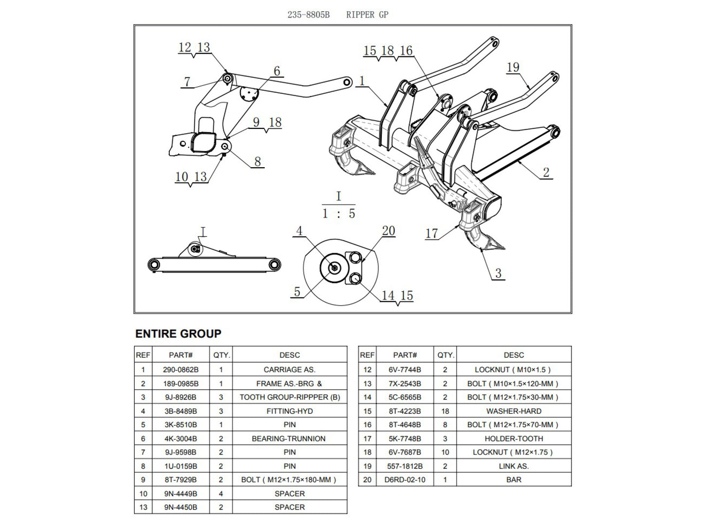 Dozer Ripper fits CAT D6T D6R D6H Bulldozer
