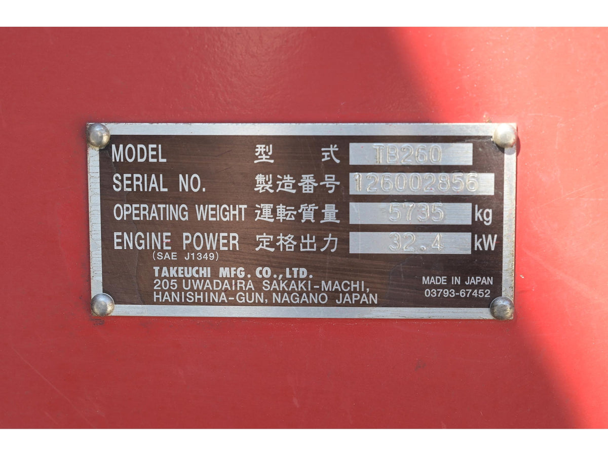 Takeuchi TB260 Excavator 6t