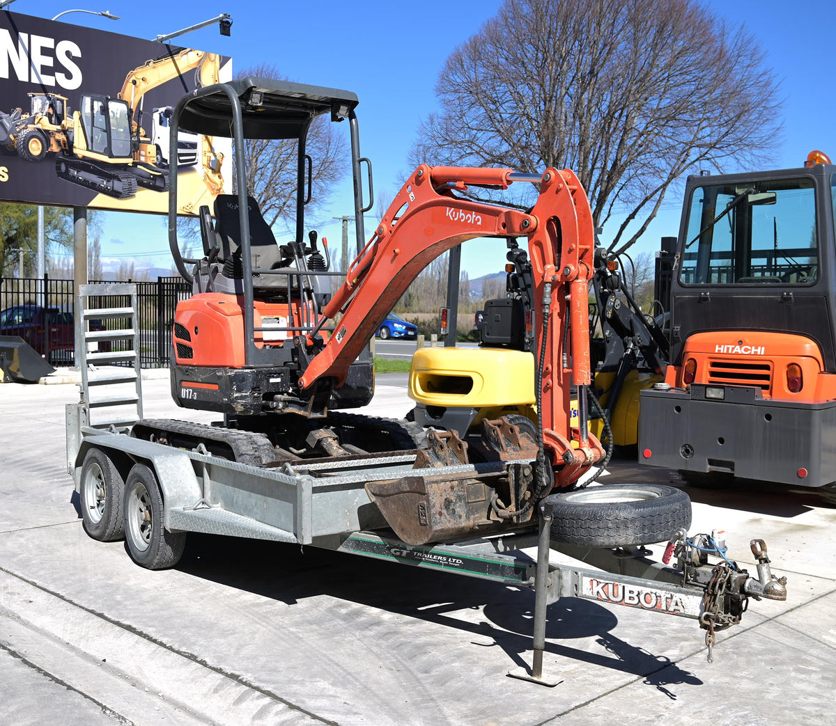 Kubota U17 Digger with Tandem Implement Trailer Combo