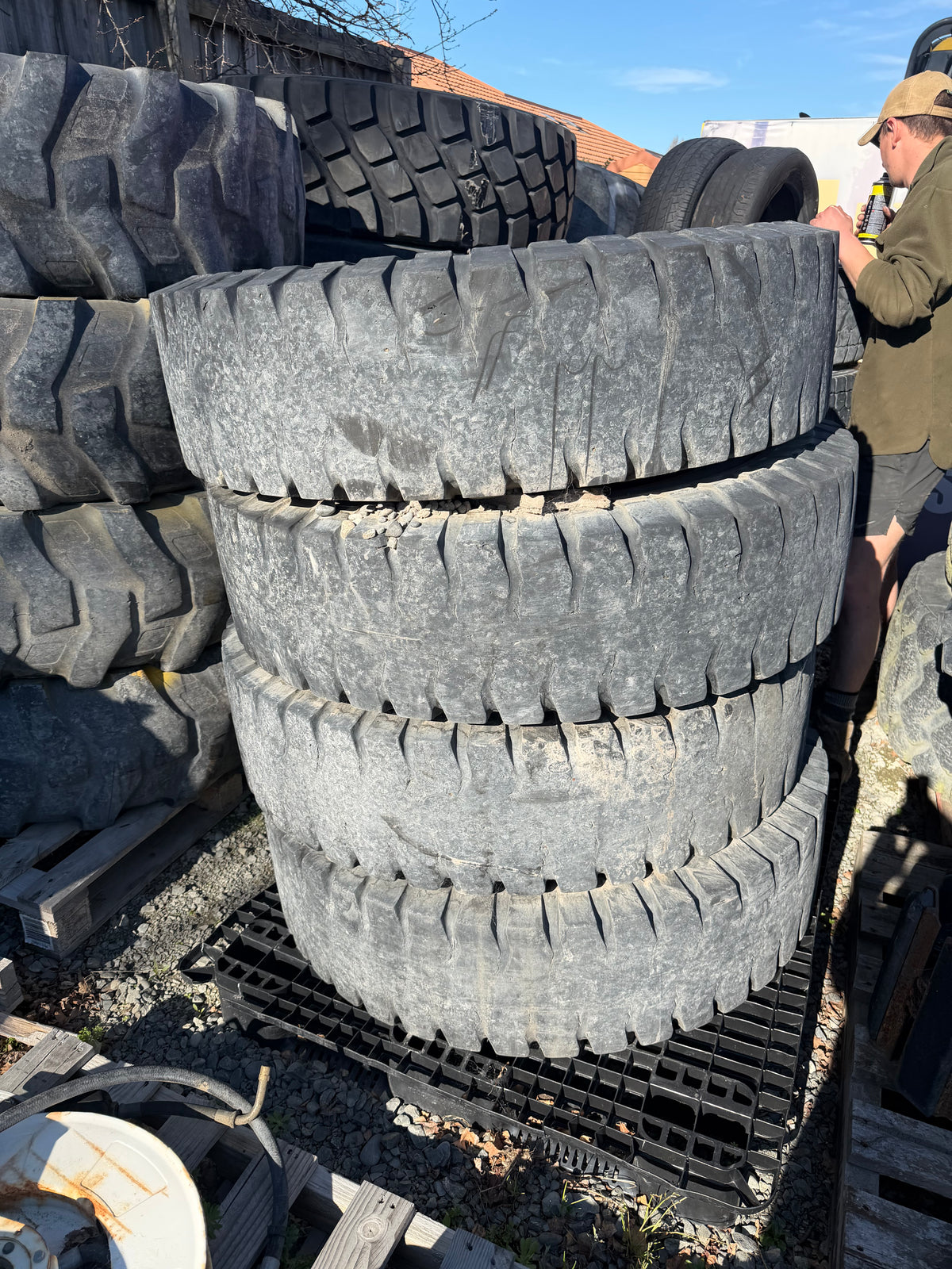 Heavy-Duty Puncture-Proof Wheel Loader Wheels (Set of 4) – 14.00-24 | Fits Hitachi ZW100/LX70