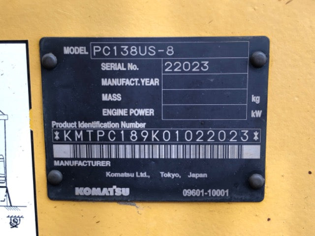 KOMATSU PC138 14 Ton Excavator W/Blade